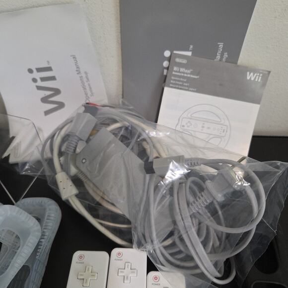 Nintendo Wii Game Console With 3 Controllers, Nunchuks, Motion Adapters, Wheel - Picture 2 of 7